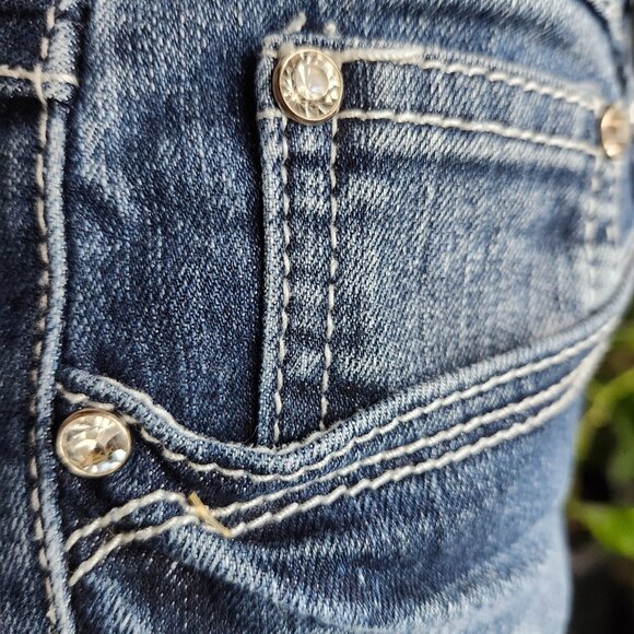 Earl Jeans Slim Boot Cut Embellished Rhinestones Pockets Stretch Size 8 - Picture 8 of 16